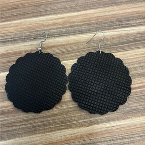 Elegant Textured Genuine Leather Earrings